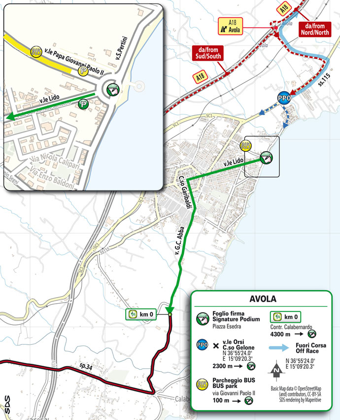 Partenza Arrivo tappa 1 stage 1 Avola Licata Il Giro di Sicilia