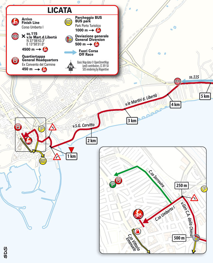 Altimetria tappa 1 stage 1 Avola Licata Il Giro di Sicilia