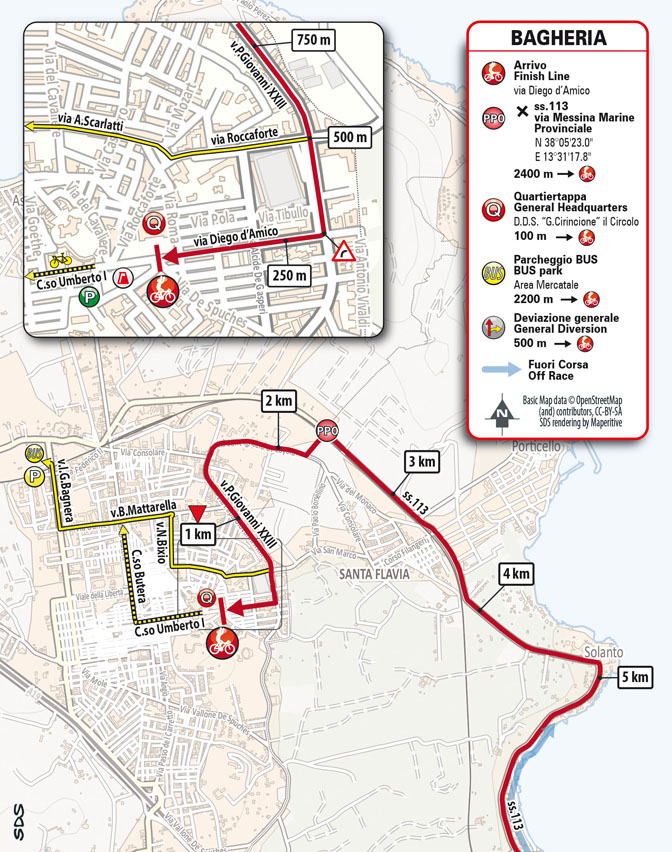 Arrivo/Arrival Timetable Stage 1 Tappa 1 Il Giro di Sicilia 2022