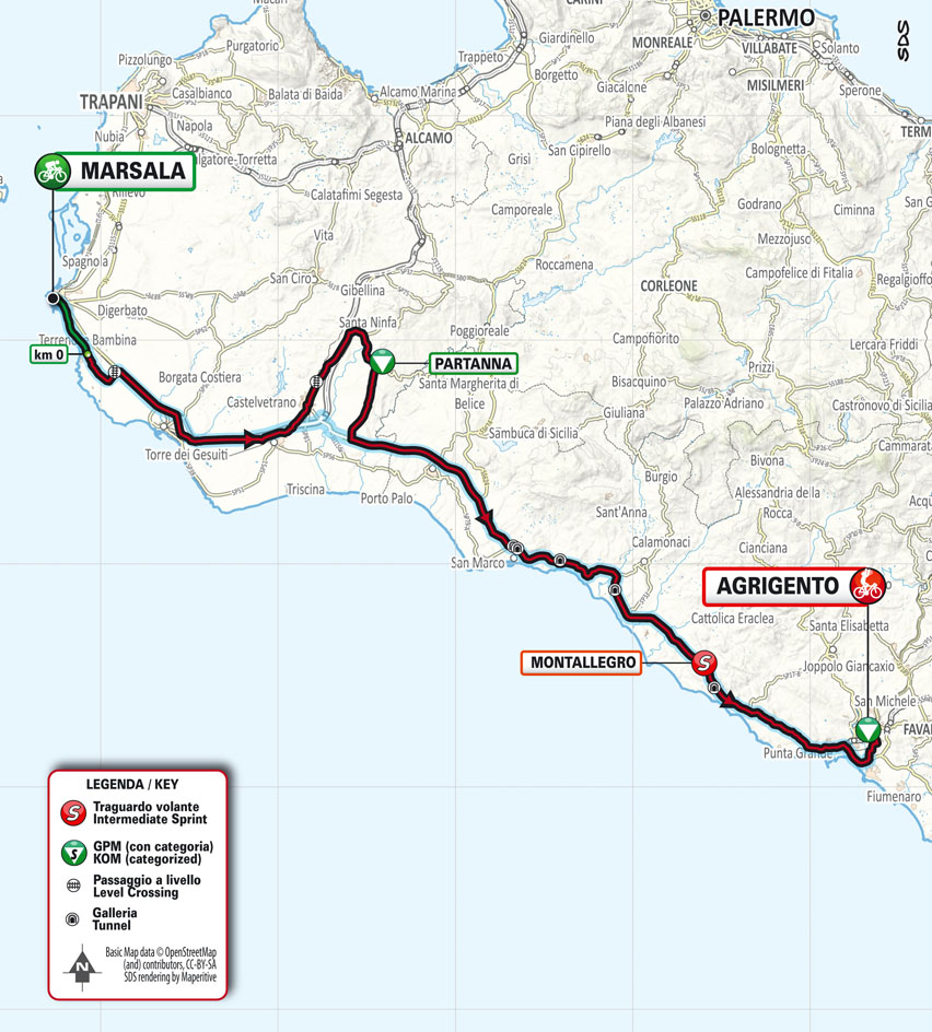 Planimetria/Map Tappa 1 Il Giro di Sicilia 2023